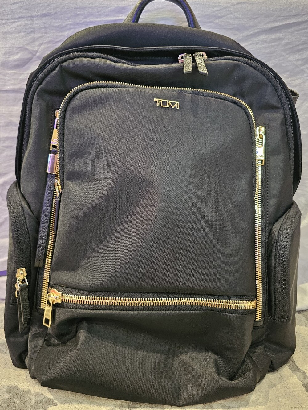 TUMI CELINA Backpack - Black nylon With Gold Hardware